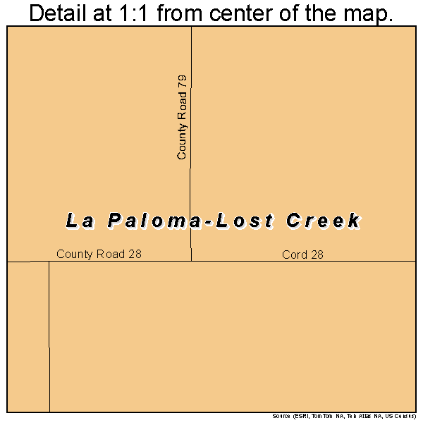 La Paloma-Lost Creek, Texas road map detail