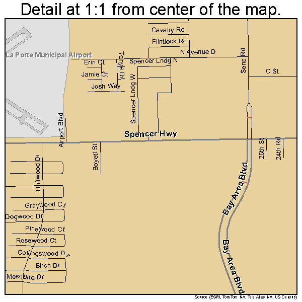 La Porte, Texas road map detail