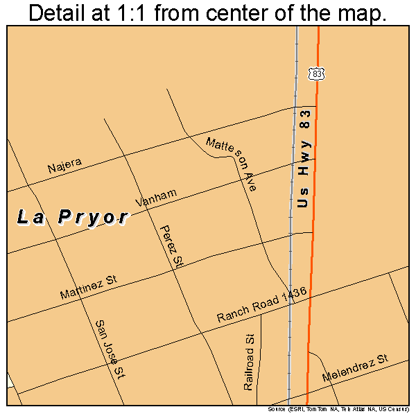 La Pryor, Texas road map detail