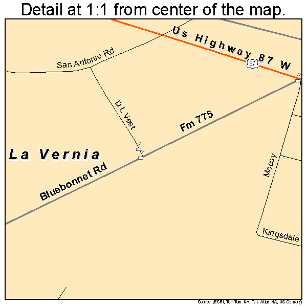 La Vernia, Texas road map detail
