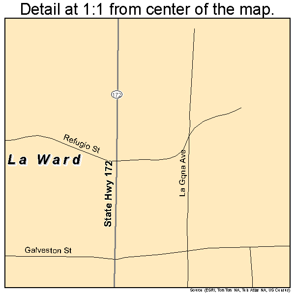 La Ward, Texas road map detail