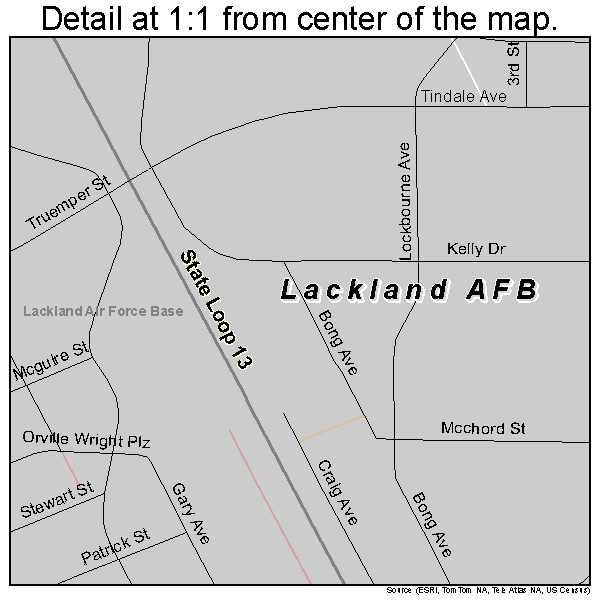 Lackland AFB, Texas road map detail