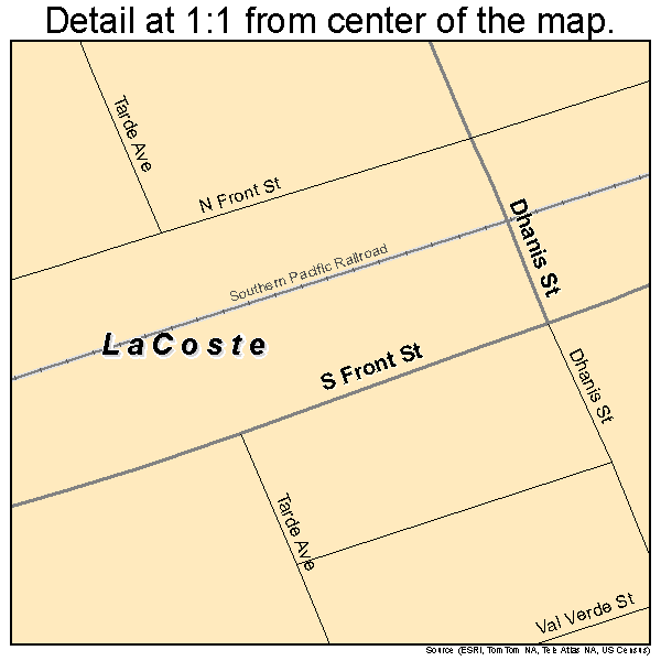 LaCoste, Texas road map detail