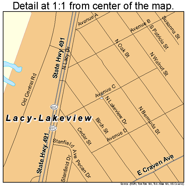 Lacy-Lakeview, Texas road map detail