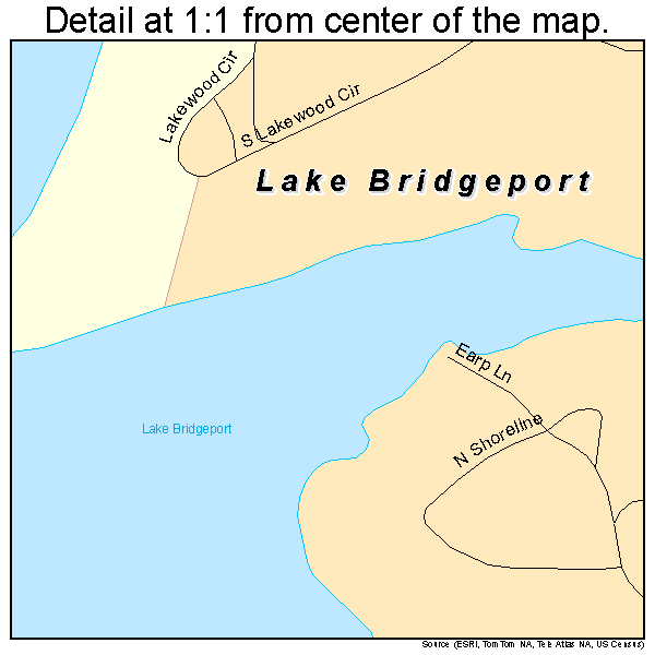 Lake Bridgeport, Texas road map detail