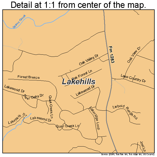Lakehills, Texas road map detail