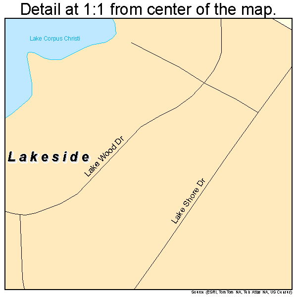 Lakeside, Texas road map detail