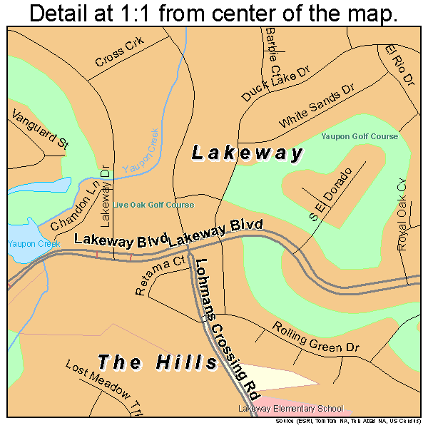 Lakeway, Texas road map detail