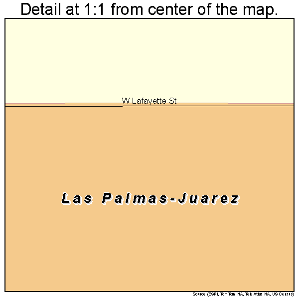 Las Palmas-Juarez, Texas road map detail