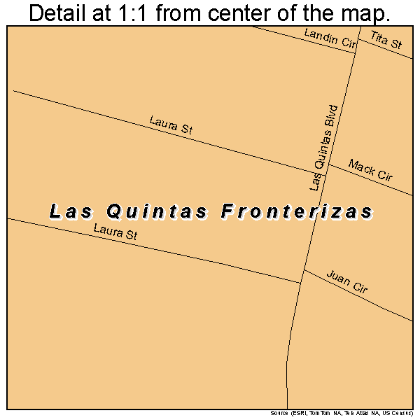 Las Quintas Fronterizas, Texas road map detail