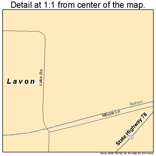 Lavon, Texas road map detail
