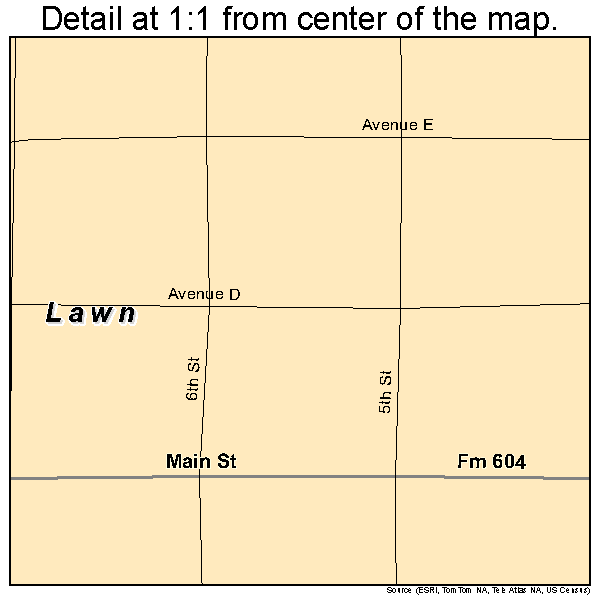 Lawn, Texas road map detail