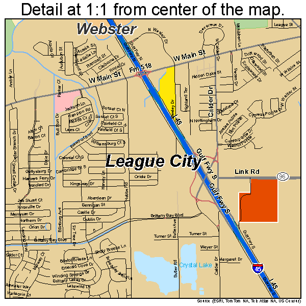 League City, Texas road map detail