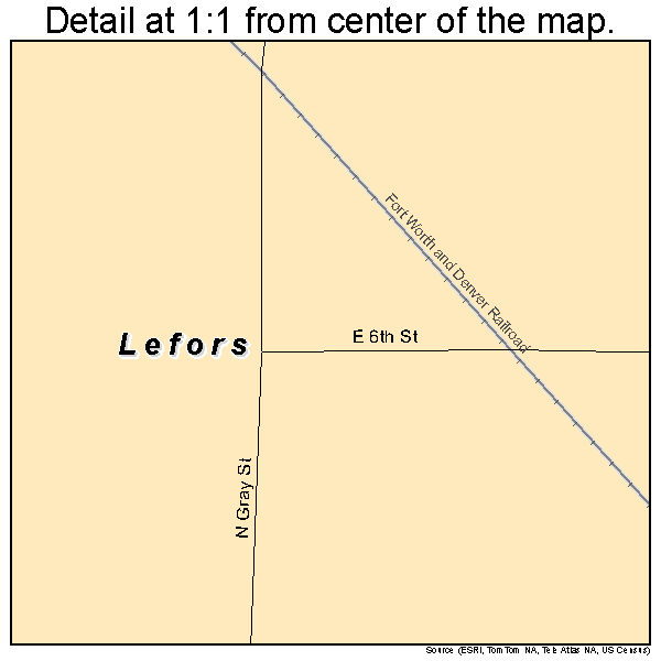 Lefors, Texas road map detail