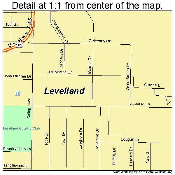 Levelland, Texas road map detail
