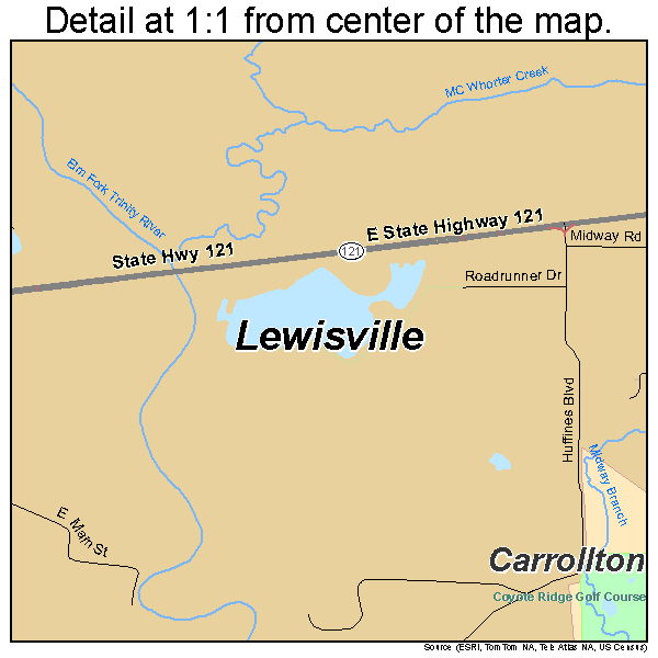 Lewisville, Texas road map detail