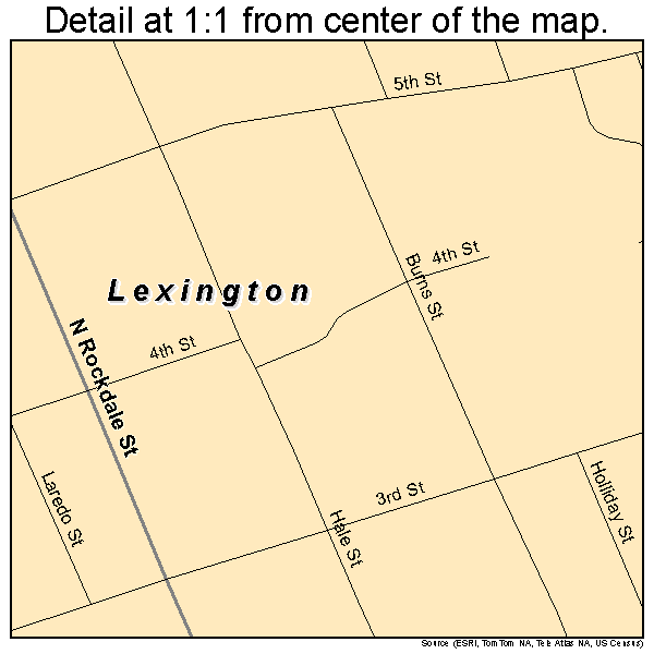 Lexington, Texas road map detail
