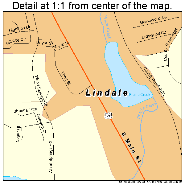 Lindale, Texas road map detail