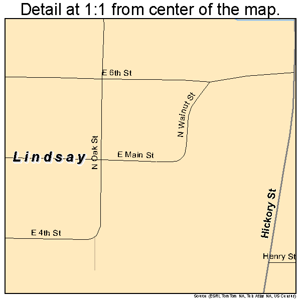 Lindsay, Texas road map detail