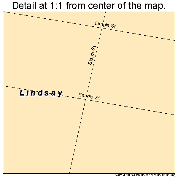 Lindsay, Texas road map detail