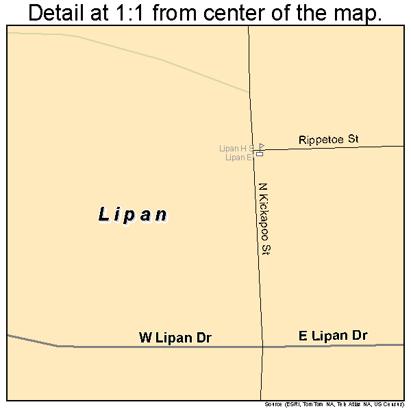 Lipan, Texas road map detail