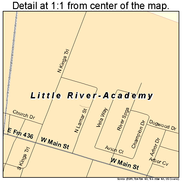Little River-Academy, Texas road map detail