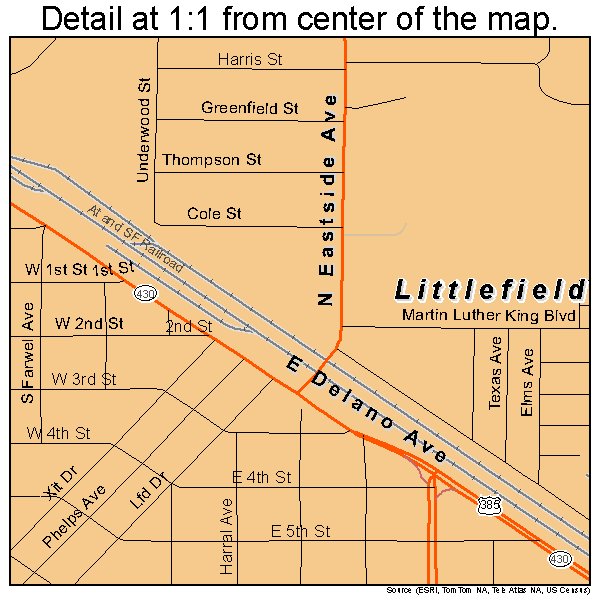 Littlefield, Texas road map detail