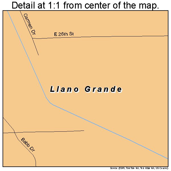 Llano Grande, Texas road map detail
