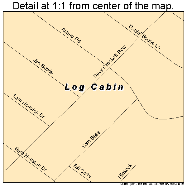 Log Cabin, Texas road map detail