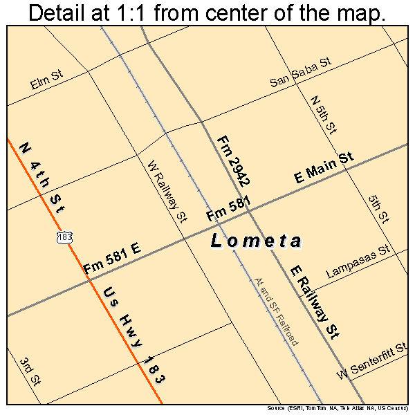 Lometa, Texas road map detail