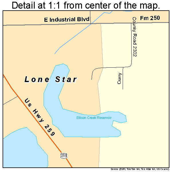 Lone Star, Texas road map detail