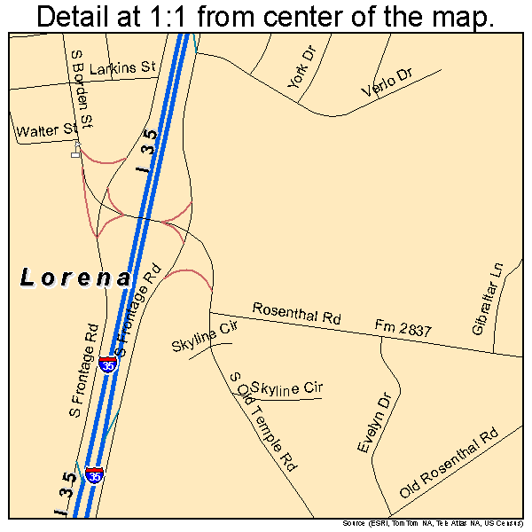Lorena, Texas road map detail