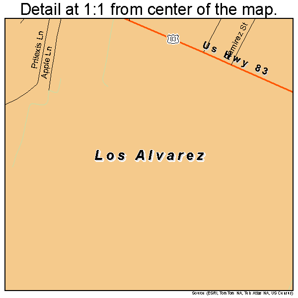 Los Alvarez, Texas road map detail