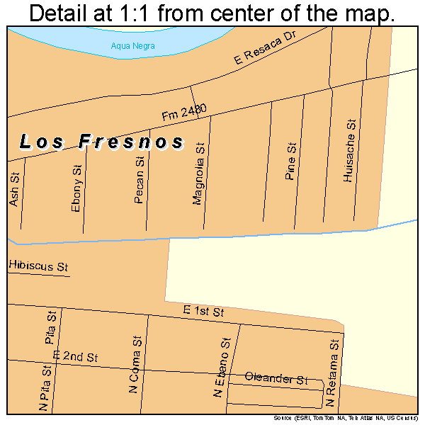 Los Fresnos, Texas road map detail