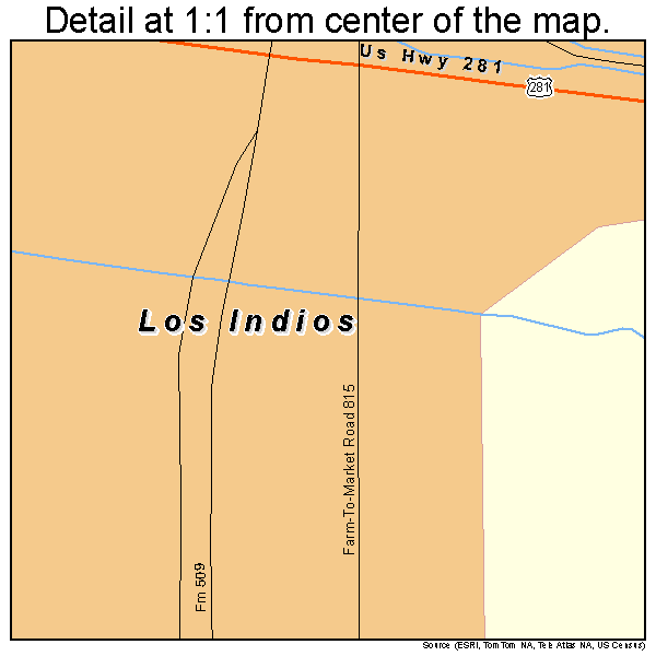 Los Indios, Texas road map detail