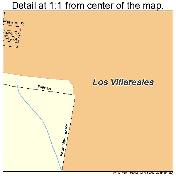 Los Villareales, Texas road map detail