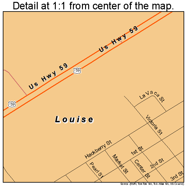 Louise, Texas road map detail