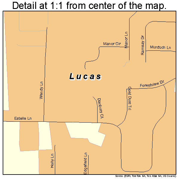 Lucas, Texas road map detail