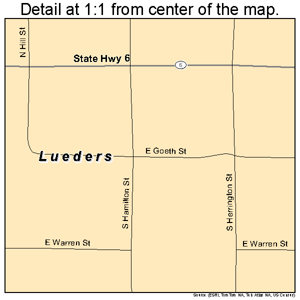 Lueders, Texas road map detail