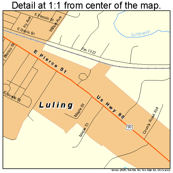 Luling, Texas road map detail