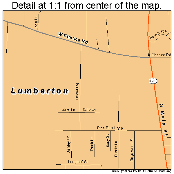 Lumberton, Texas road map detail