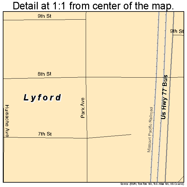 Lyford, Texas road map detail