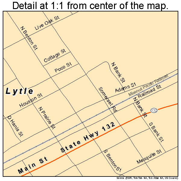 Lytle, Texas road map detail