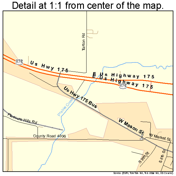 Mabank, Texas road map detail