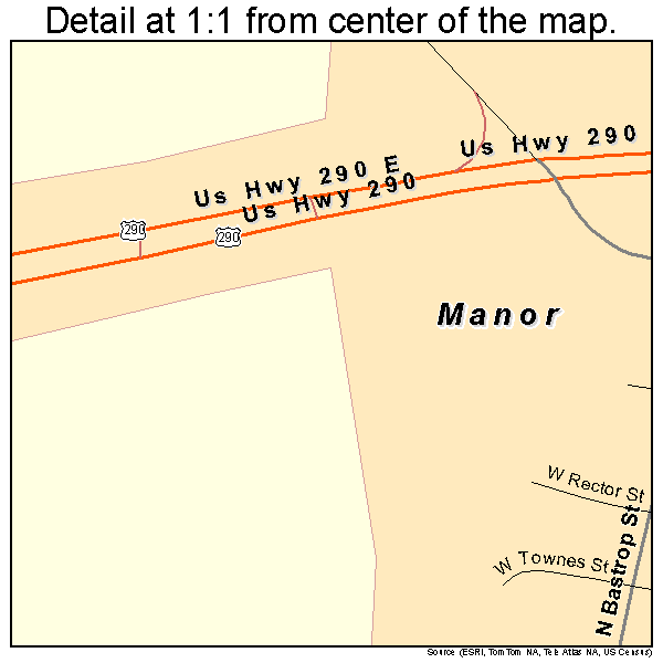 Manor, Texas road map detail