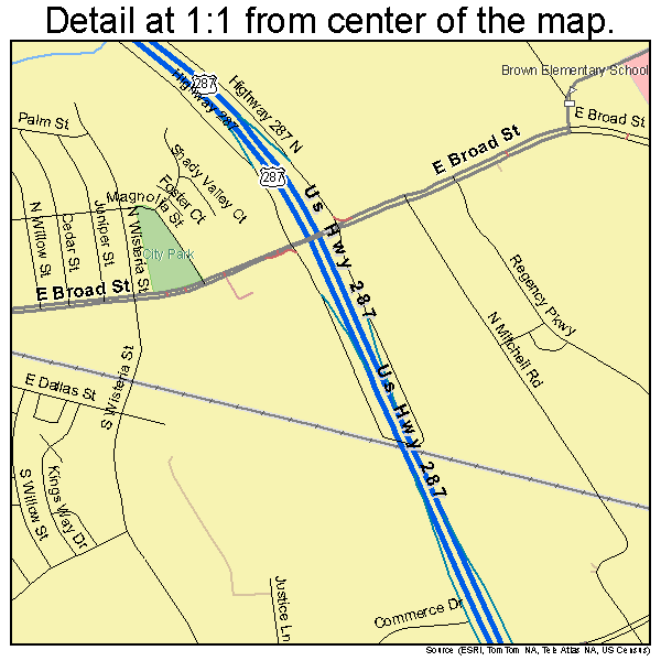 Mansfield, Texas road map detail