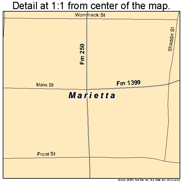 Marietta, Texas road map detail