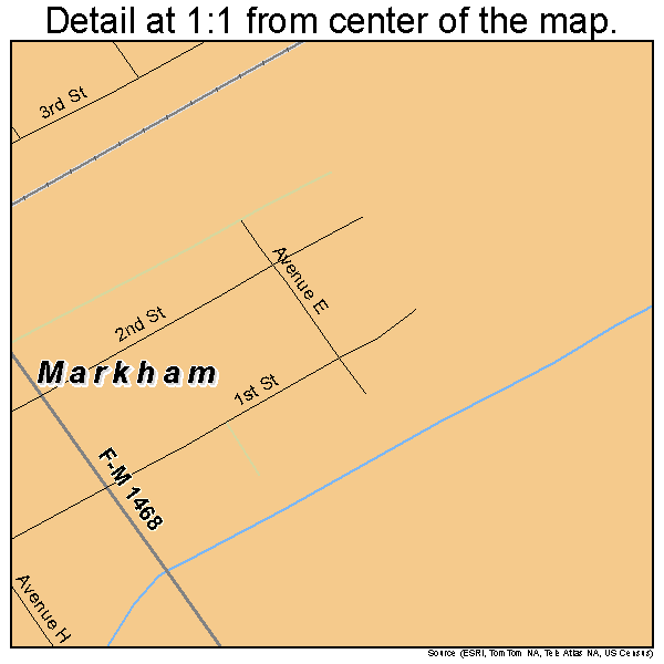 Markham, Texas road map detail