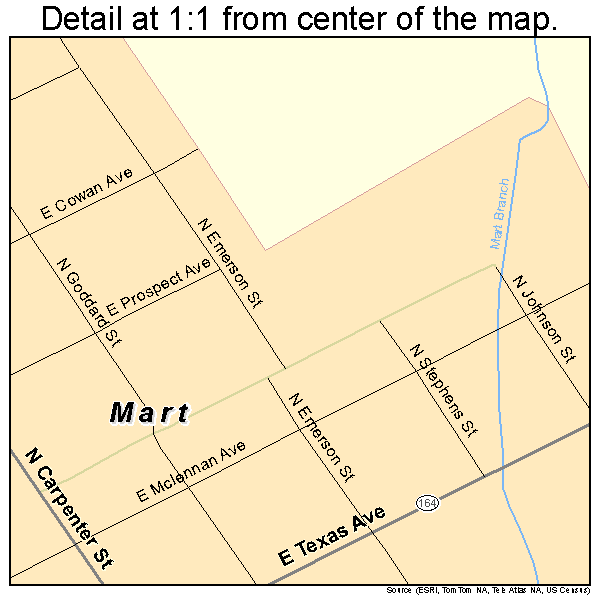 Mart, Texas road map detail