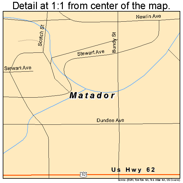 Matador, Texas road map detail